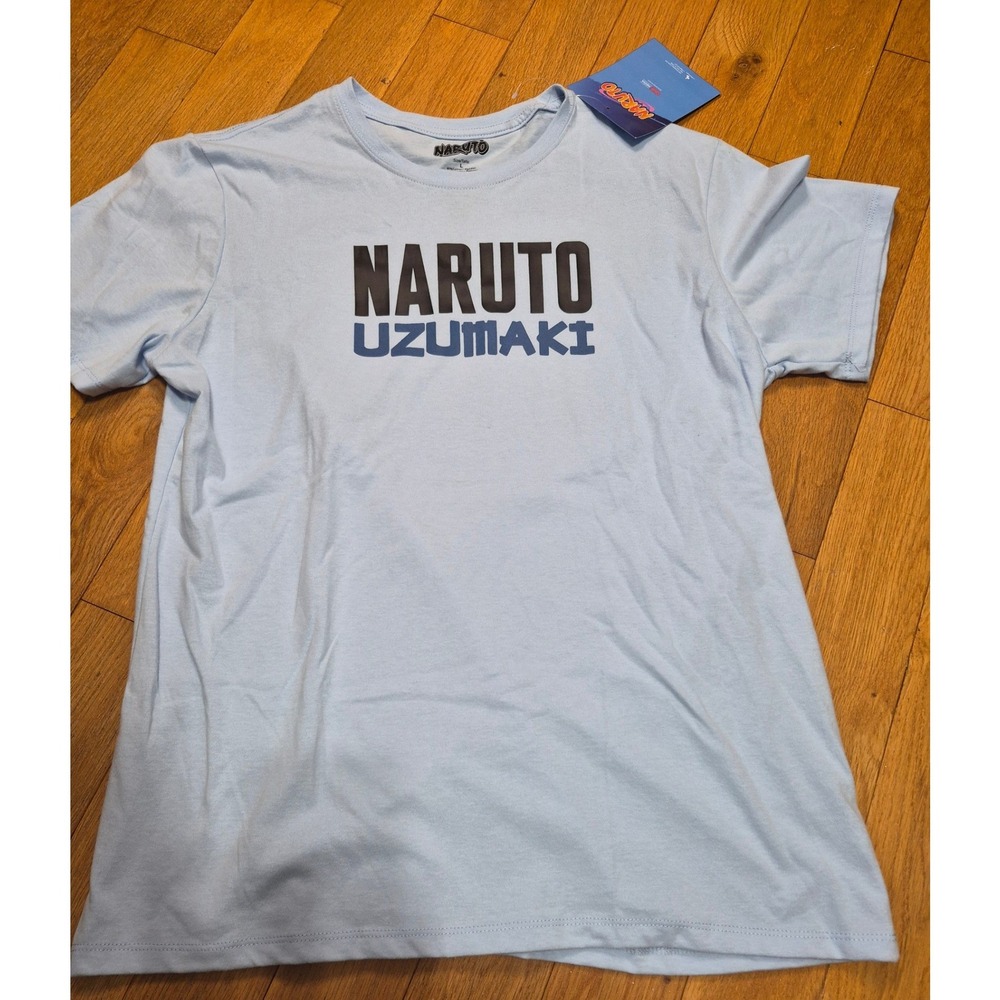 Naruto Uzumaki Graphic T-Shirt Mens Large Light Blue Believe It Anime Tee NWT